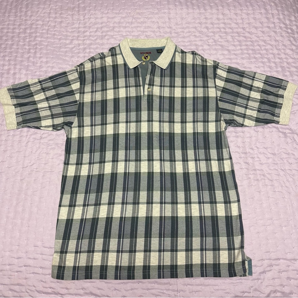 Men’s Vintage Ivy Crew Classics Blue Cotton Polo Short Sleeve Shirt Sz Xl
